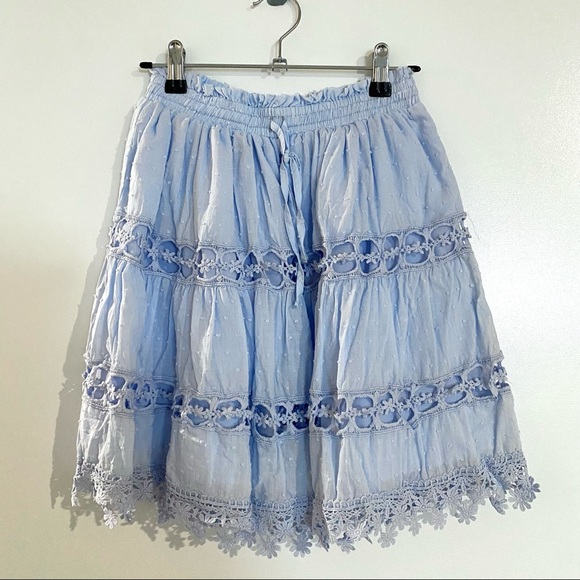 Ally Blue Cotton Lace Skater Skirt - Picture 4 of 5